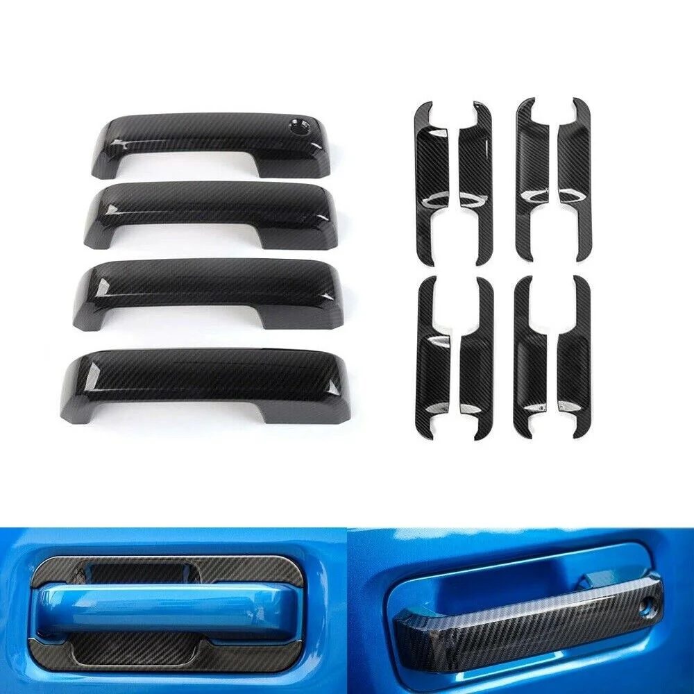 

Для 2015-2020 Ford F150 Black Carbon Fiber Look 4 Dr Handle + Bowl F-150