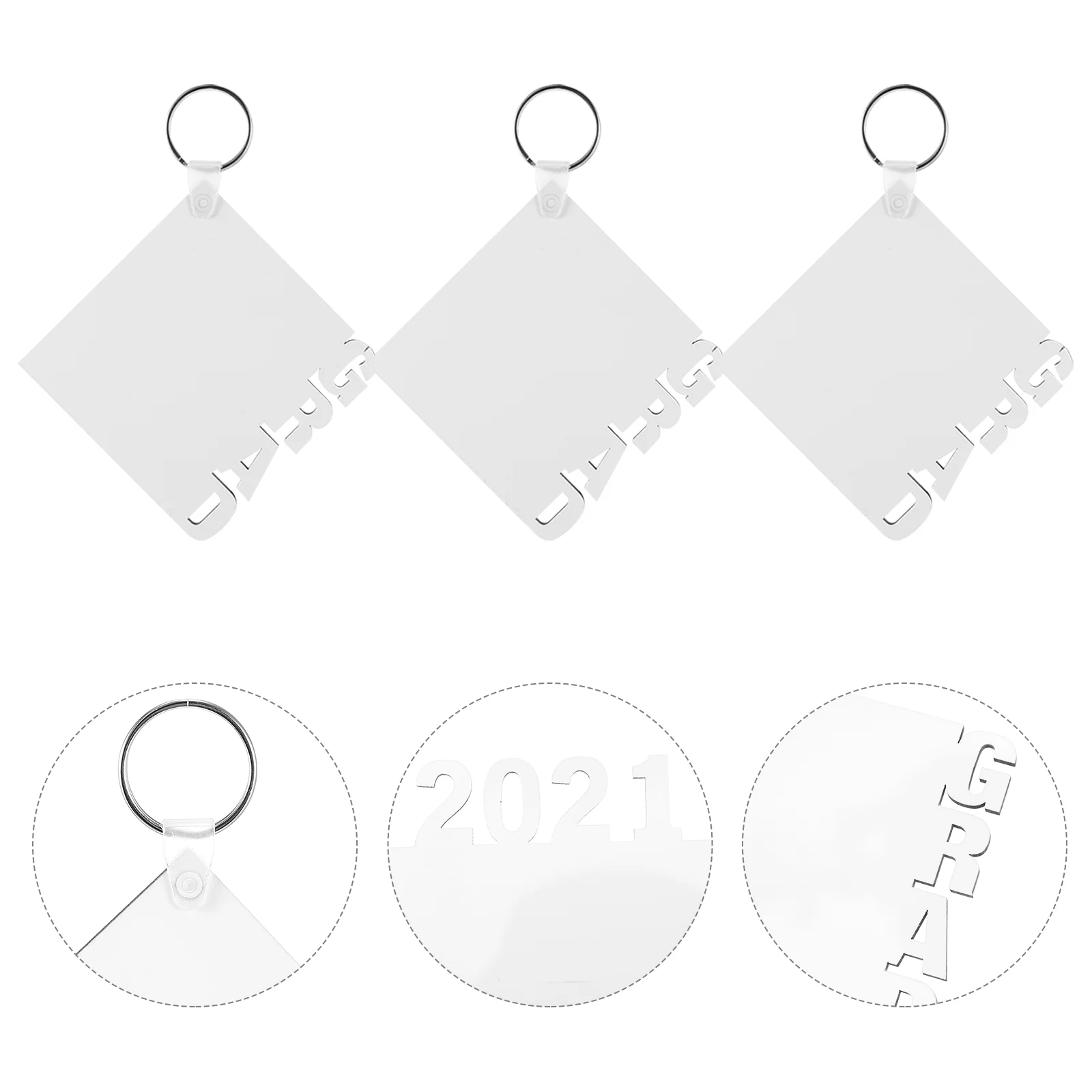 

20Pcs Graduation Sublimation Blanks Key Chains Heat Transfer Key Ring DIY Board