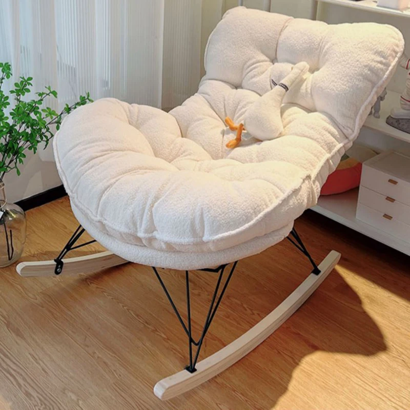 

White Design Chairs Living Room Modern Balcony Rocking Lounge Chair Lazy Mobile Reading Muebles Para El Hogar Home Decoraction
