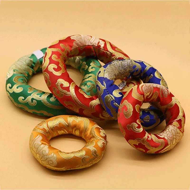 

Silk Brocade Eulogy Bowl Cushion Yoga Pillow Tibetan Sound Bowl Mat Meditation Ring Cushions Buddhism Sing Bowl Pads Home Decor