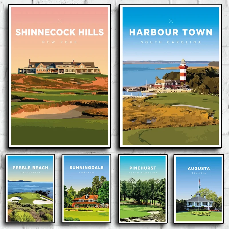 

Постер Golf Links в скандинавском стиле, Минималистичная фотография, Нью-Йорк, Картина на холсте для игры в гольф, настенное искусство, домашний декор, подарок для комнаты