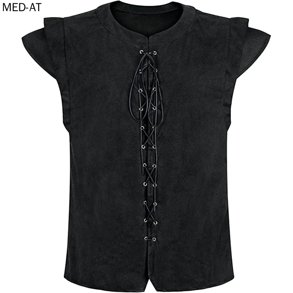 Жилет мужской из искусственной замши пиратский Готический жилет стимпанк в