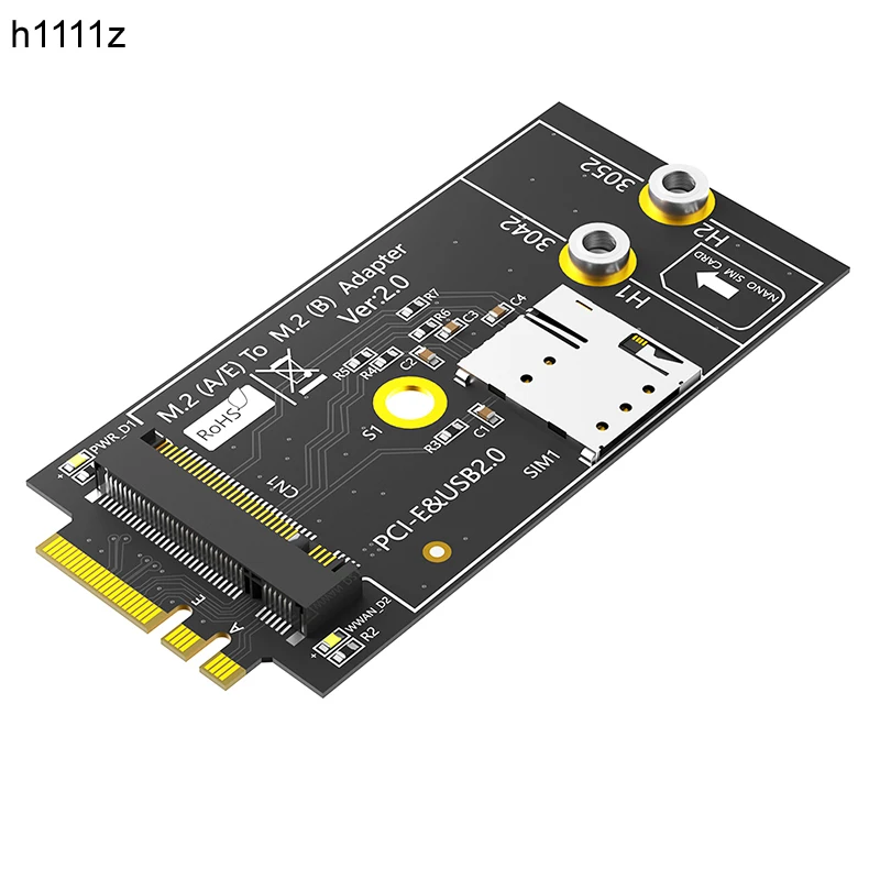 Адаптер M.2 Key B на A + E со слотом для карты NANO SIM 3G/4G/Φ модуль поддержка 3042/3052 Type M2 Wi-Fi