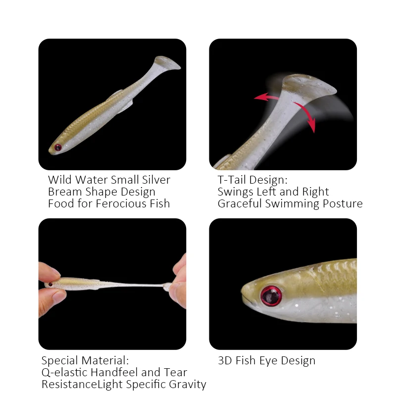 Фото Мягкая приманка FISHANT Fat Real Fish с Т-образным хвостом, 2,0/2,5/2,8 дюйма, плавающая приманка для дикой рыбалки, соревновательная рыбалка, окунь-мандаринка №5