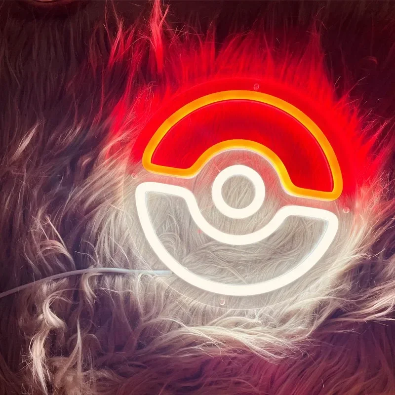 Неоновый логотип Pokeball светодиодные ночные светильники милый игровой шар