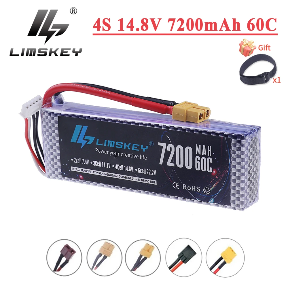 LIMSKEY 4S RC Дрон LiPo батарея 14 8 в 7200 мАч 60C Li-Po батареи для радиоуправляемого самолета