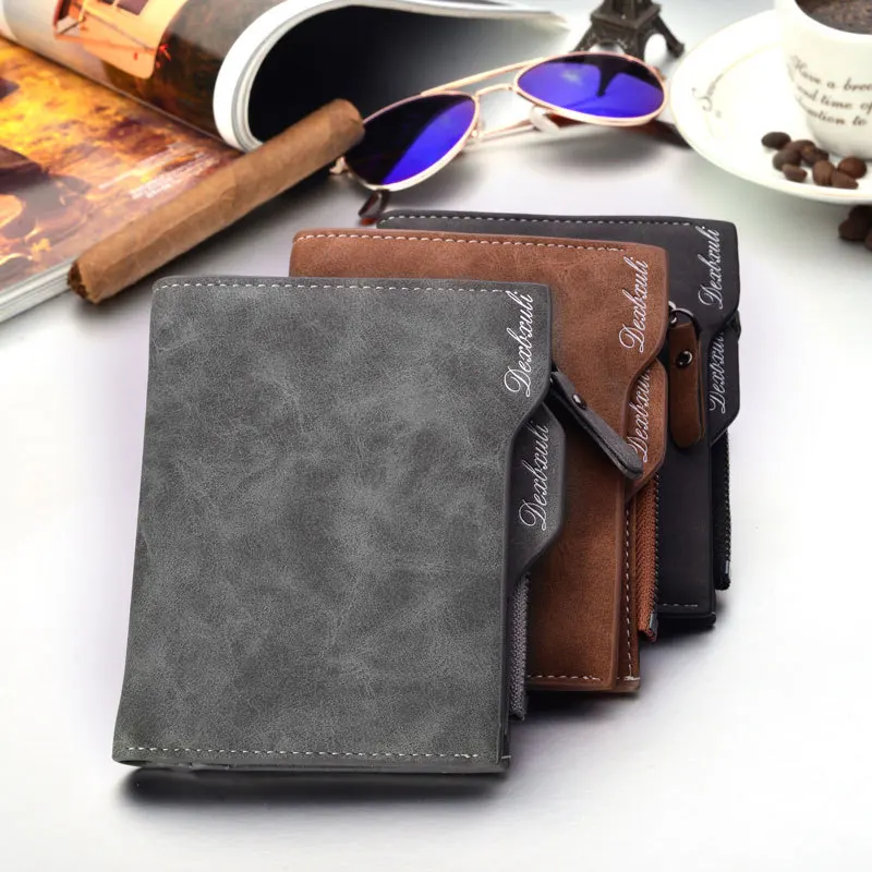 Cross-border men's short wallet Korean version student multi-function zipper wallet multi-card retro ID card bag spot