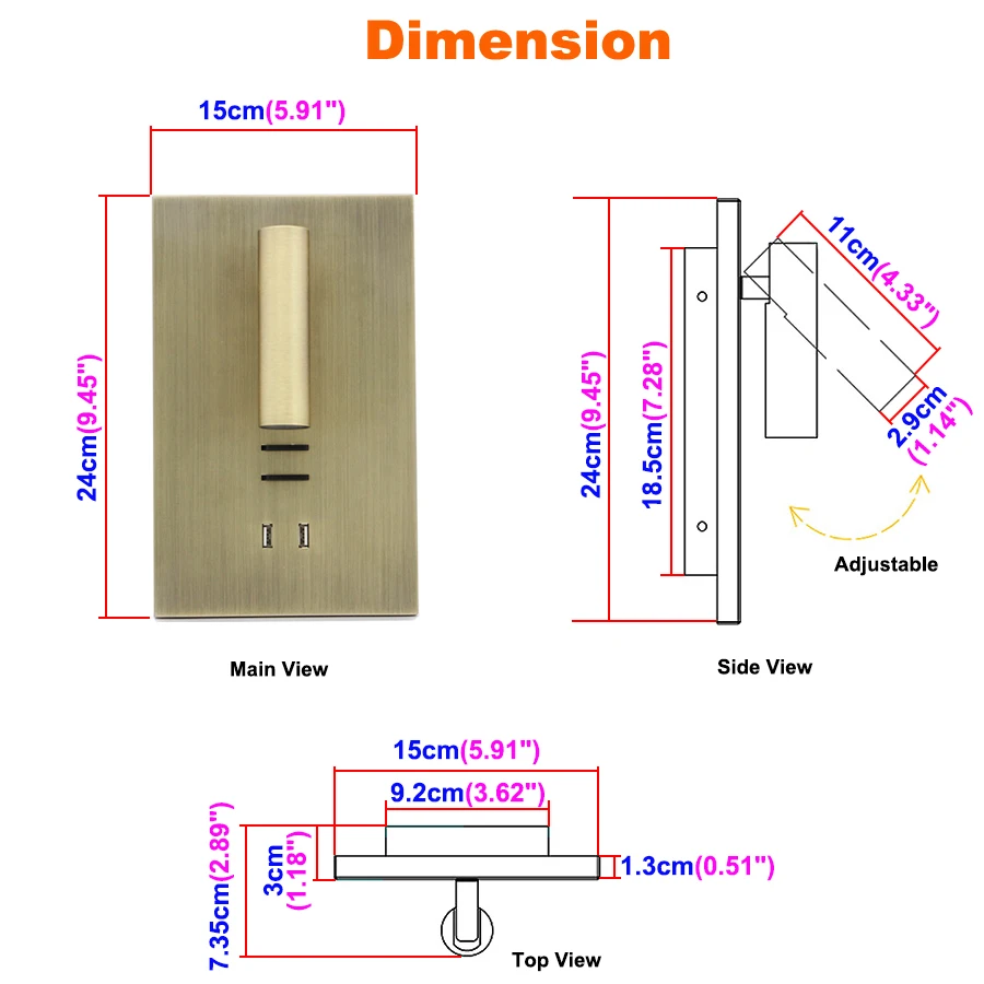 12 Вт COB светодиодный настенный светильник прикроватный для чтения поворотный