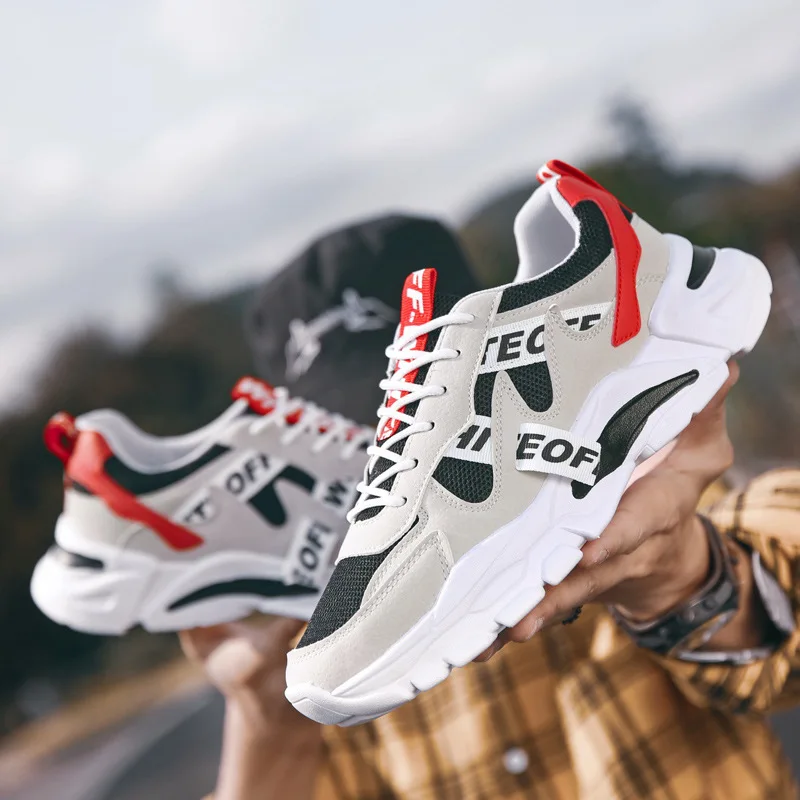 

New Men's Fashion Sneakers Men's Outdoor Platform Wear-resistant Lace-up Tennis Shoes Student Mesh All-match Shoes Shoes for Men