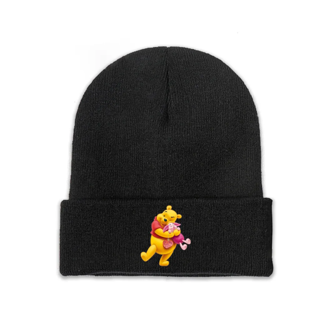 

Knit Hat Disney Winnie The Pooh Winter Warm Beanie Caps Anuncios and Piglet Men Women Fashion Casual Bonnet