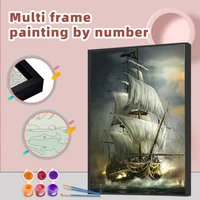 chenistory painting by numbers sailing landscape multi aluminium frame diy paint by number painting kits for adults home decor