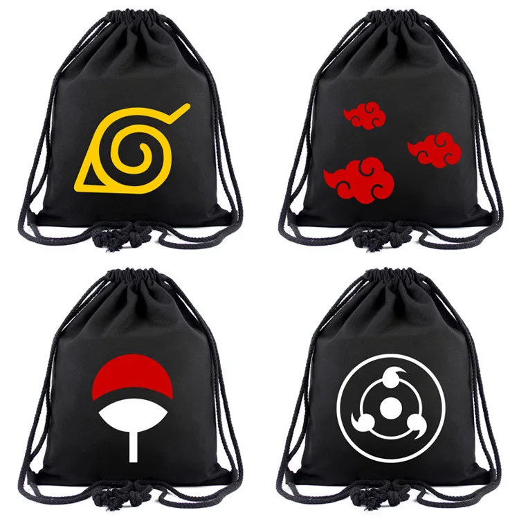Bandai Naruto Anime Backpacks Cartoon Drawstring Backpack Casual Bag Knapsack Unisex Gift