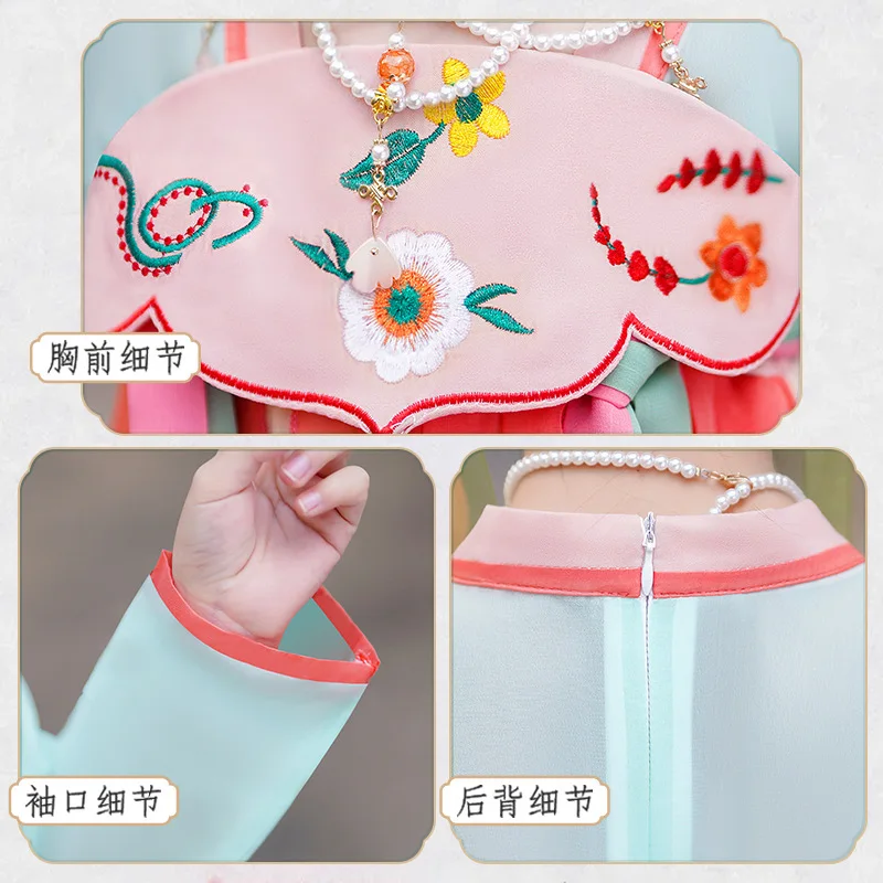 Весенне-осенний Улучшенный костюм для девочки Hanbok Тан летний в старинном стиле