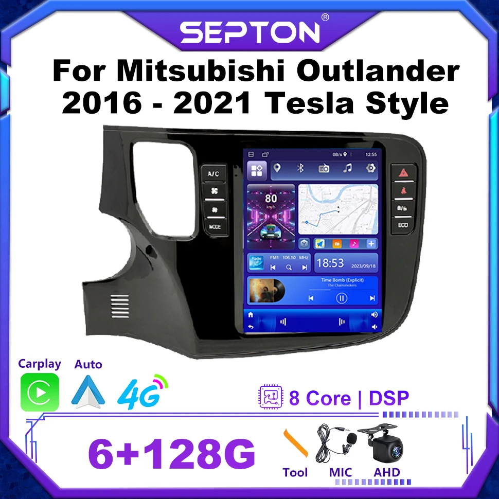 9 7 дюйма для Mitsubishi Outlander 2016-2021 Tesla Style Carplay Navigation GPS 4G Стерео Мультимедийное