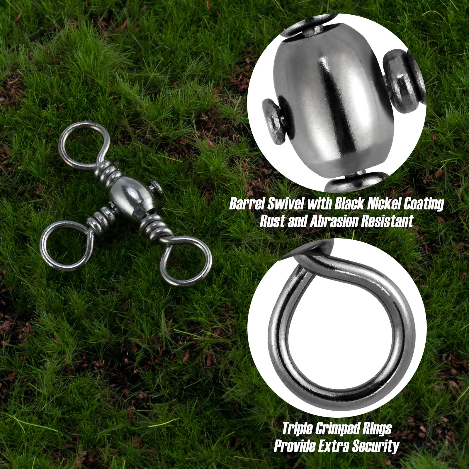 150 шт. рыболовные тройные Вертлюги с твердым кольцом