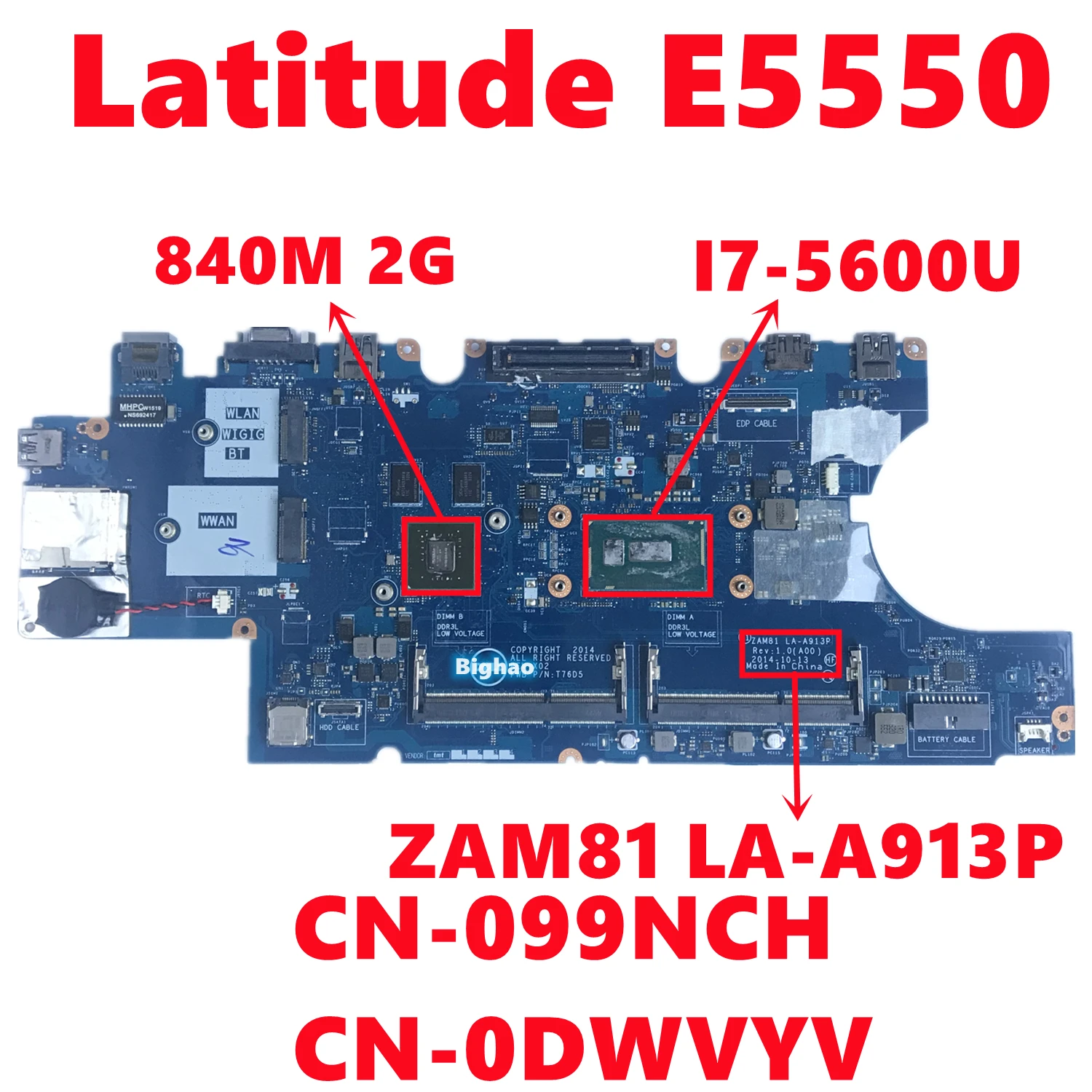 CN-099NCH 99NCH CN-0DWVYV DWVYV для dell Latitude E5550 материнская плата ноутбука зам81 фотогалерея 100%