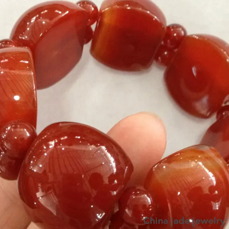 Браслет из натурального красного агата и нефрита для мужчин женщин