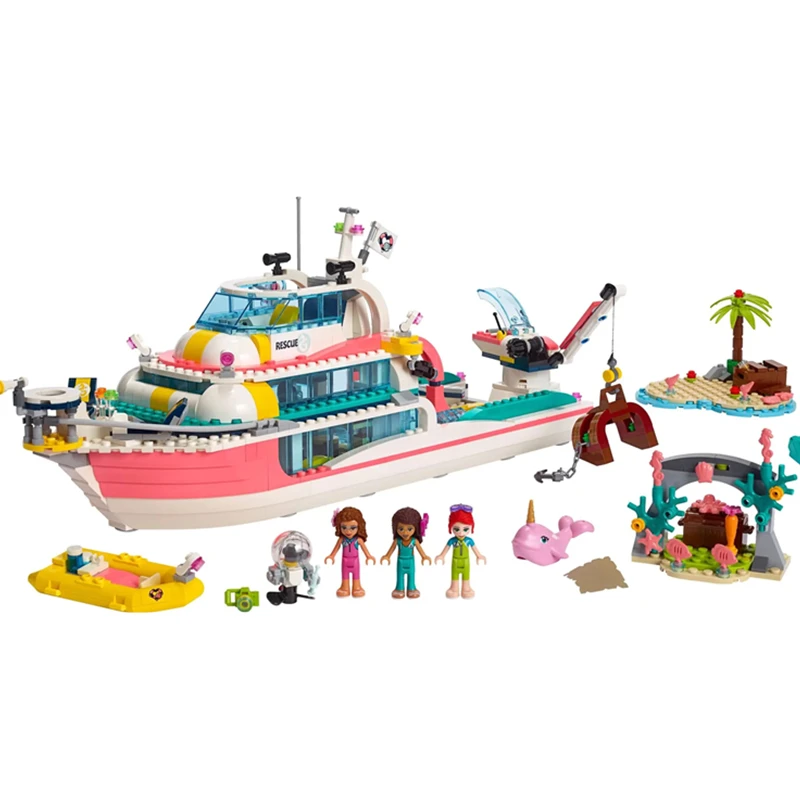 

FIT 41381 Friends Rescue Mission Boat Building Blocks Kit Bricks Classic Girl Movie Model Kids Toys Children Christmas Gift