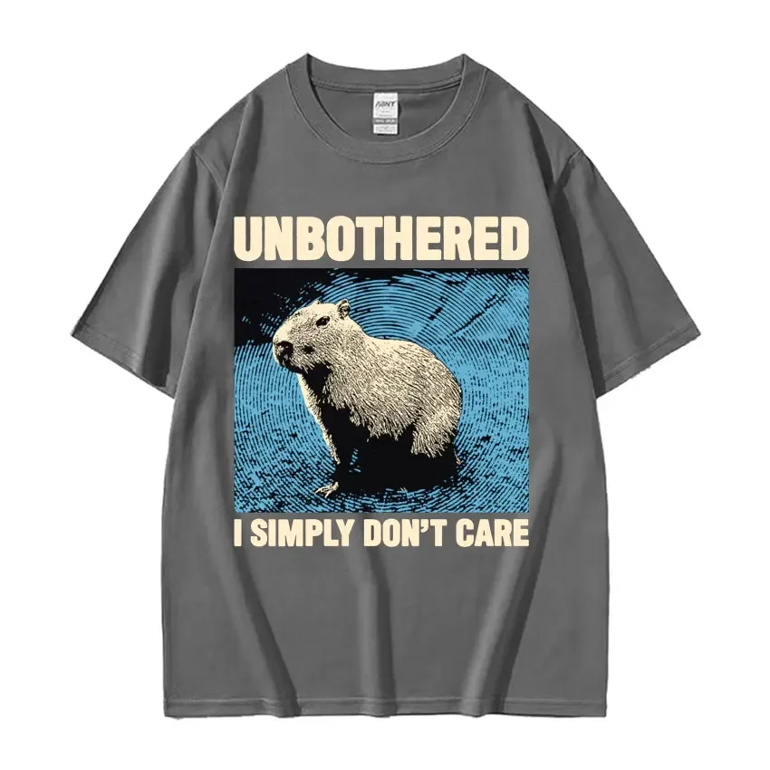 Unbothered I Simply Don't Care Забавная японская капибара Винтажная футболка с рисунком