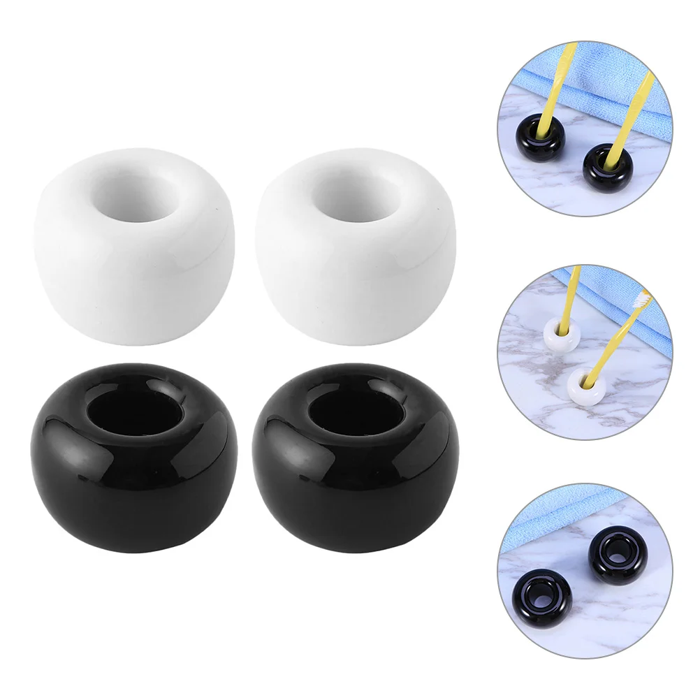 

4 PCS Display Rack Toothbrush Holder Pen for Office Desk Ceramic Single Stand Rest