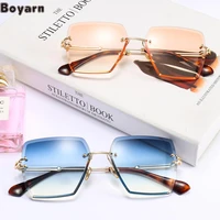 boyarn frameless cut edge square sunglasses gradient color chip sunglasses 2018 new fashion fashion glasses