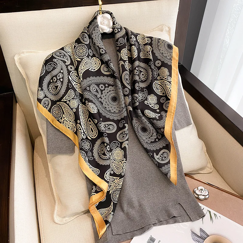 

Spring Scarf for Women Print Silk Feeling Hair Band Lady Bandana Scarves Brand Designer Shawls Wraps Winter Neck Pashmina Hijab
