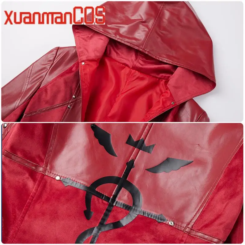Anime Fullmetal Alchemist Edward Elric Cosplay Costume Hooded Coat Men Red Suit Custom Made images - 6