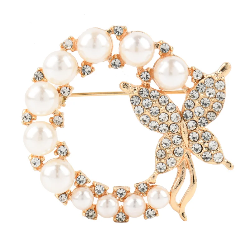 Элегантная брошь-бабочка с жемчугом булавка со стразами аксессуары для одежды