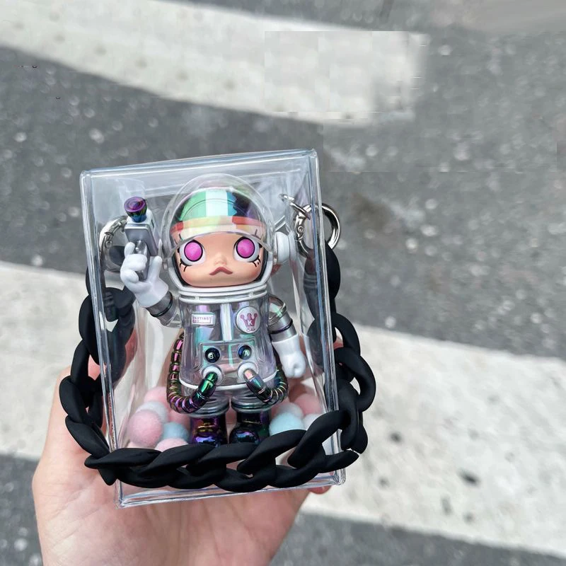 

Portable Transparent PVC Mystery Storage Box With Keychain Chain Organizer Bag Storage Pouch For Jasmine Bubble Matt Doll Toy