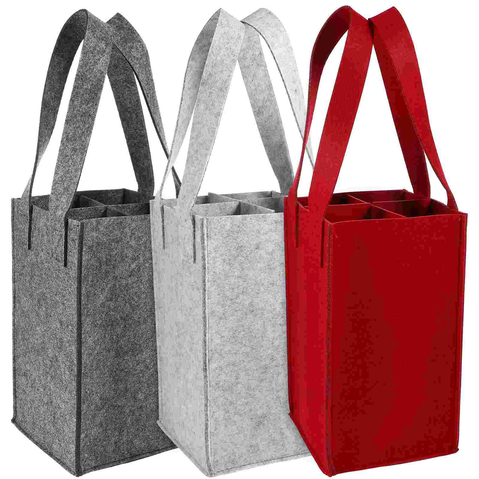 

3 Pcs Bag Large Capacity Carrier Bags Felt Organizer Traveling Picnics Divider Bottles Carry