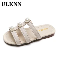 girl beach slipprs fashion sandals for kids pink slipper children cut outs baby pearl pincess shoe casual leather home shoe