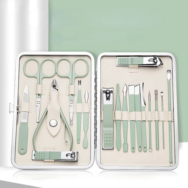 Manicure Pedicure Set Stainless Steel Kit Nail Clippers Toenail Clippers Cuticle Remover Leather Travel Case Beauty Care Tools