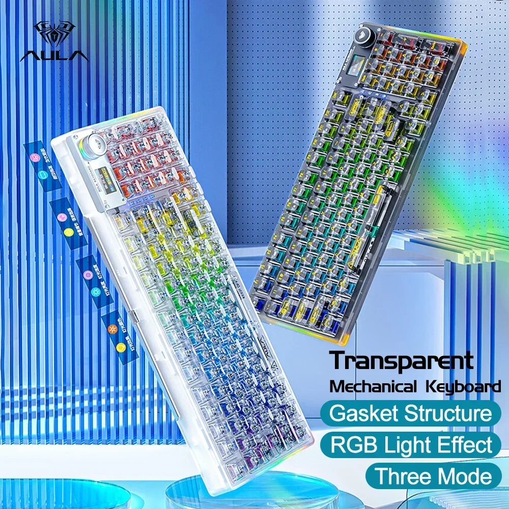 AULA F98PRO Беспроводная механическая клавиатура 2 4G Bluetooth с возможностью горячей