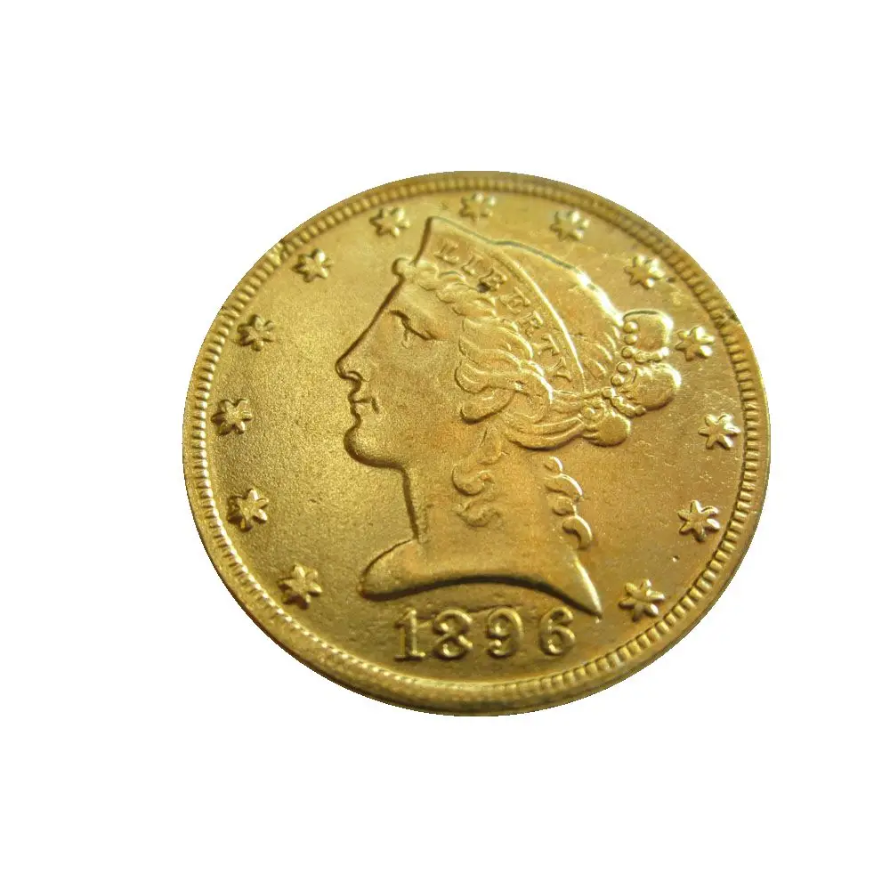 

Копия монеты с головой свободы США 1896 P, S $5 позолоченные (половина Eagles)