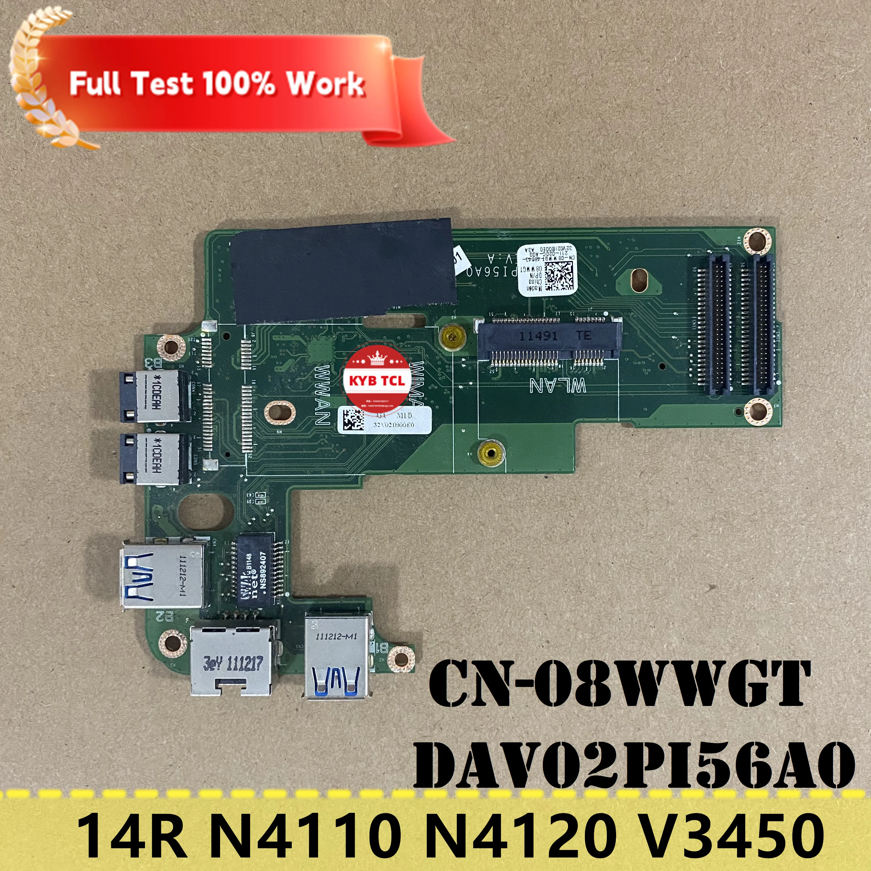 Dell Vostro 3450 Inspiron 14R n4110 N4120 подлинный ноутбук USB Audio Ethernet LAN Board DAV02PI56A0 Notebook 08WWGT 8WWGT CN-08WWGT