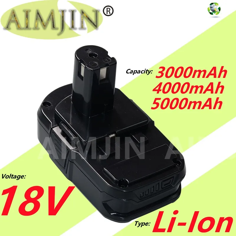 

3.0Ah/4.0Ah/5.0Ah Replacement For Ryobi 18V Lithium Battery Compatible With P107 P108 P102 P103 P104 P105 P10