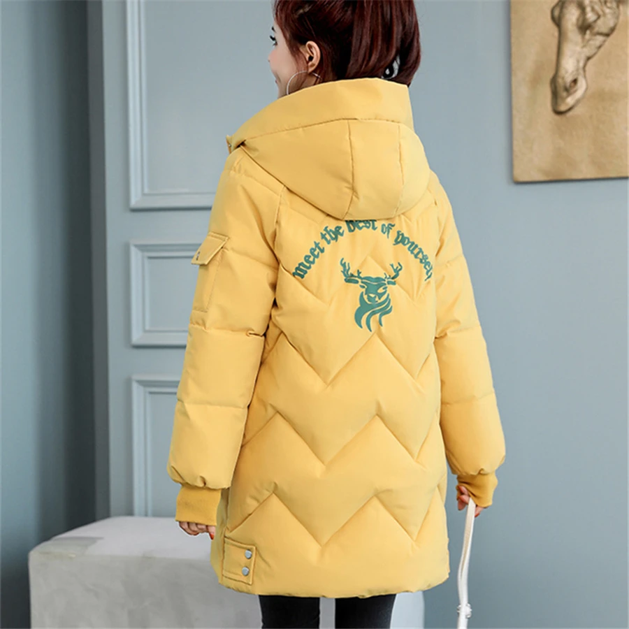 Winter Hooded Fluffy Womens Mid-length Coat Warm Thick Loose Parka Snowwear Outwear Casual Korean Cotton Padded Overcoat Jackets