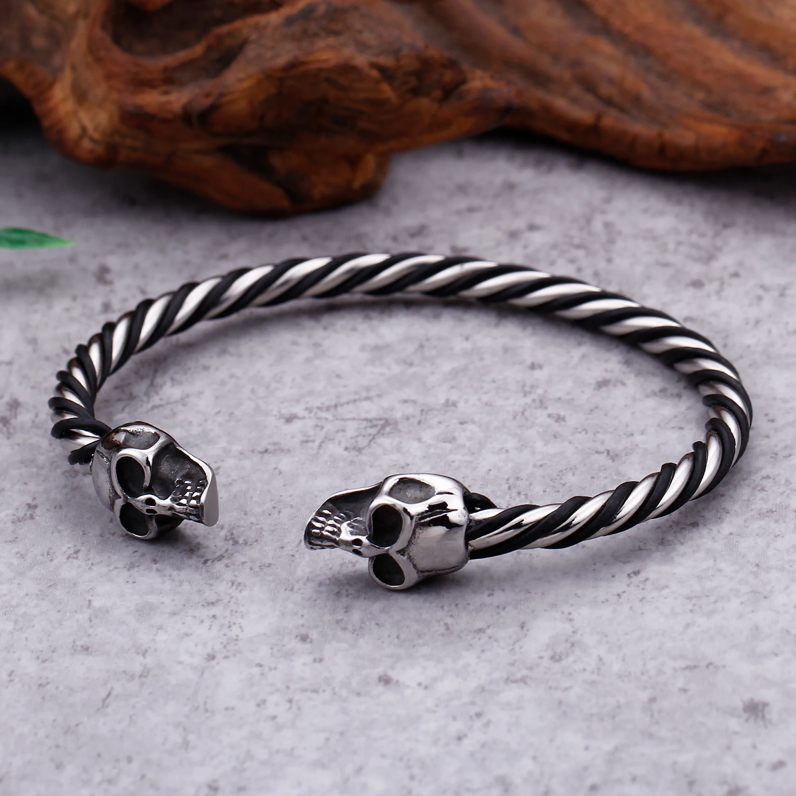 Мужской готический браслет Fongten из нержавеющей стали с черепом на Хэллоуин