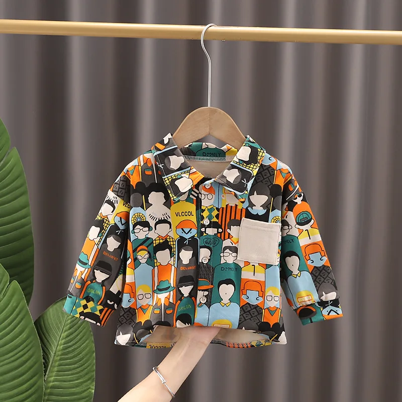 

2022 Kids Infant Spring Autumn Long Sleeve Shirt Baby Boys Casual Fashion Outwear Toddler Girls Full Print Cartoon Clothes