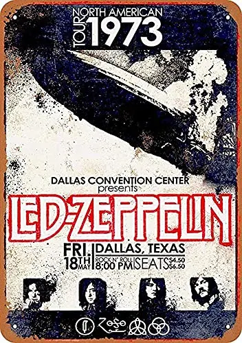 

Pub Home Vintage Look Reproduction,8x12,Led-Zeppelin in Dallas,Retro Metal Tin Poster Suitable for Garage Office Club Bar Wall A
