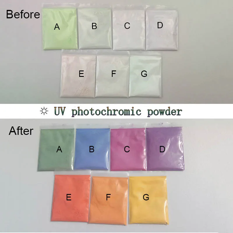10g UV Photochromic Powder Under Sunlight Color Change Pigment Photosensitive Reversed Powder