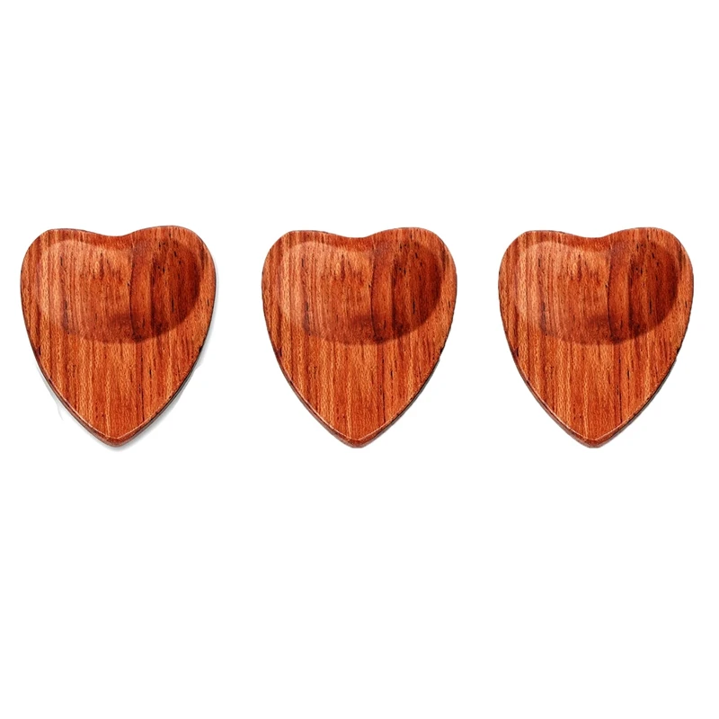 

Hot AD-3Pcs Wood Guitar Pick Electric Bass Plectrum Hearted Shape Pick Guitar Guitarra Accessories Stringed Musical Instrument
