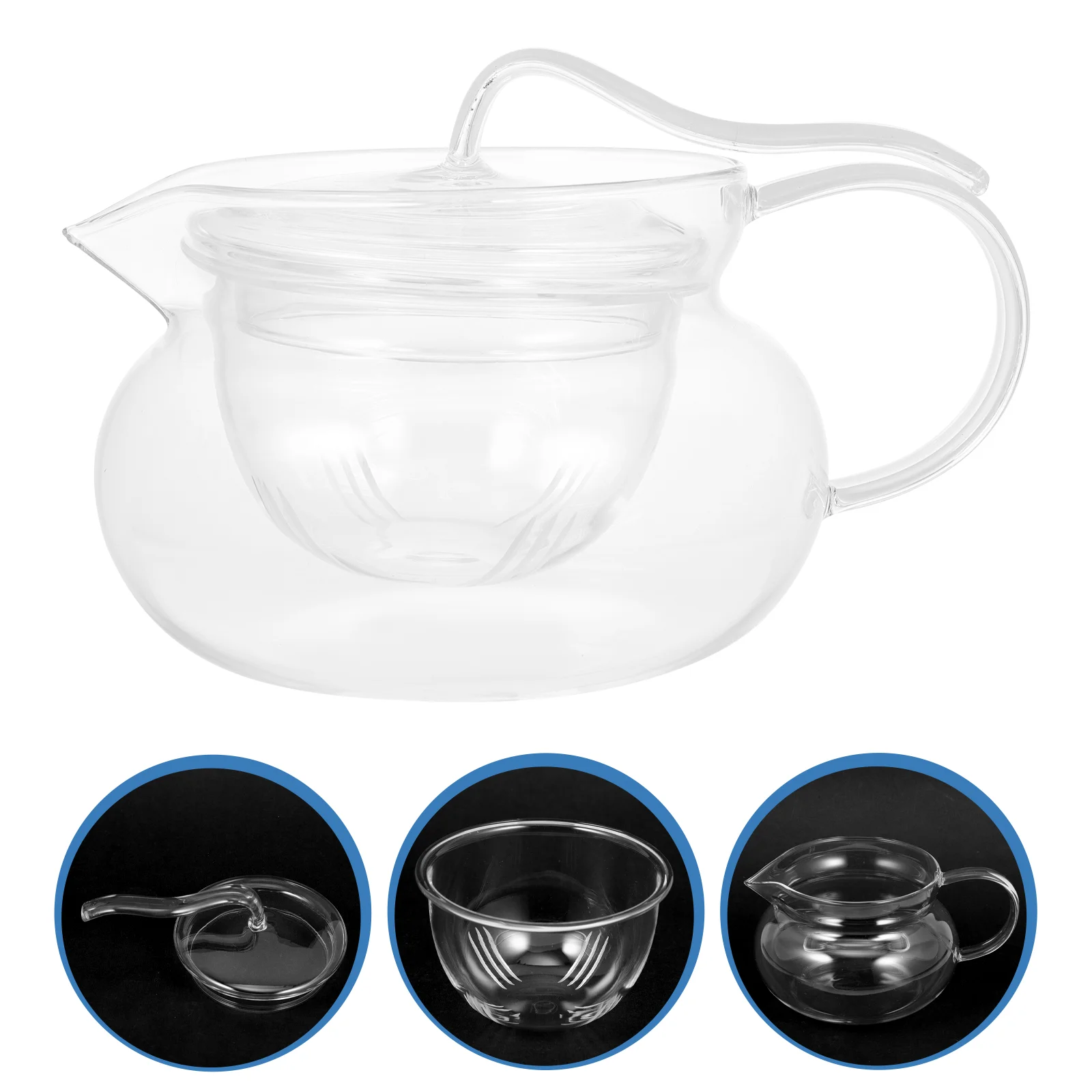 

Glass Teapot Clear Water Kettle Coffee Dispenser Pot Heat- resistant Serving Pot Flower Tea Maker Bottle 450ml for Cafe