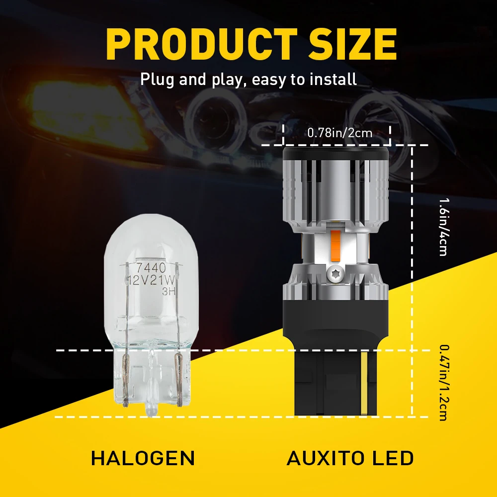 2 шт. автомобильные указатели поворота AUXITO Canbus T20 7440 W21W WY21W 2200 к 12 В