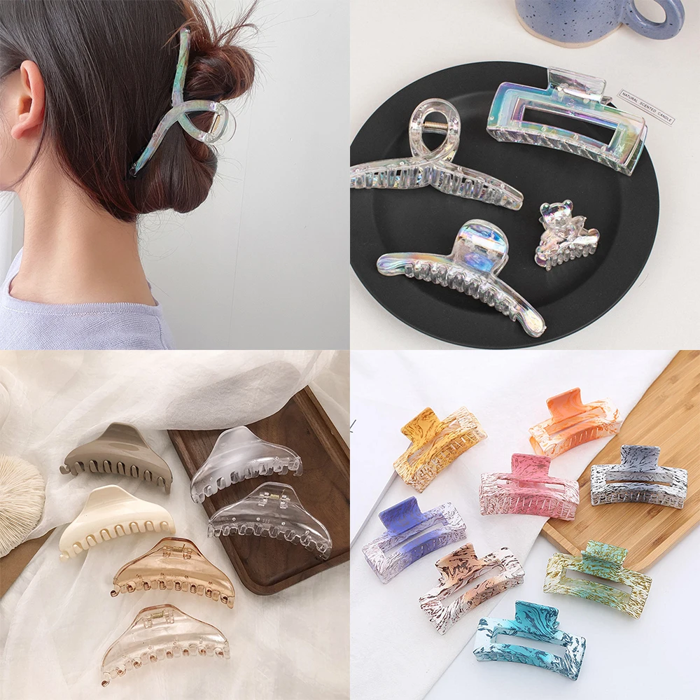 

Geometric Transparent Hair Claws INS Fashion Headwear Hairgrip Woman Girls Hair Accessories Hairpins Chic Ornaments Hairclips