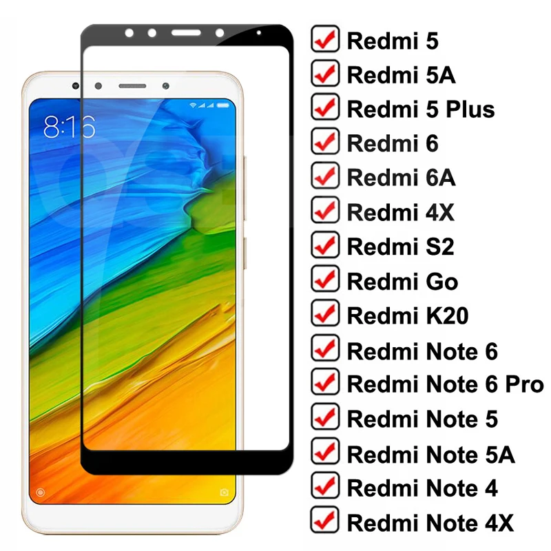 

9D Tempered Glass For Xiaomi Redmi 5 Plus 6 Pro 5A 6A 4X S2 G2 K20 Screen Protector Redmi Note 6 5 5A 4 4X Pro Protective Glass