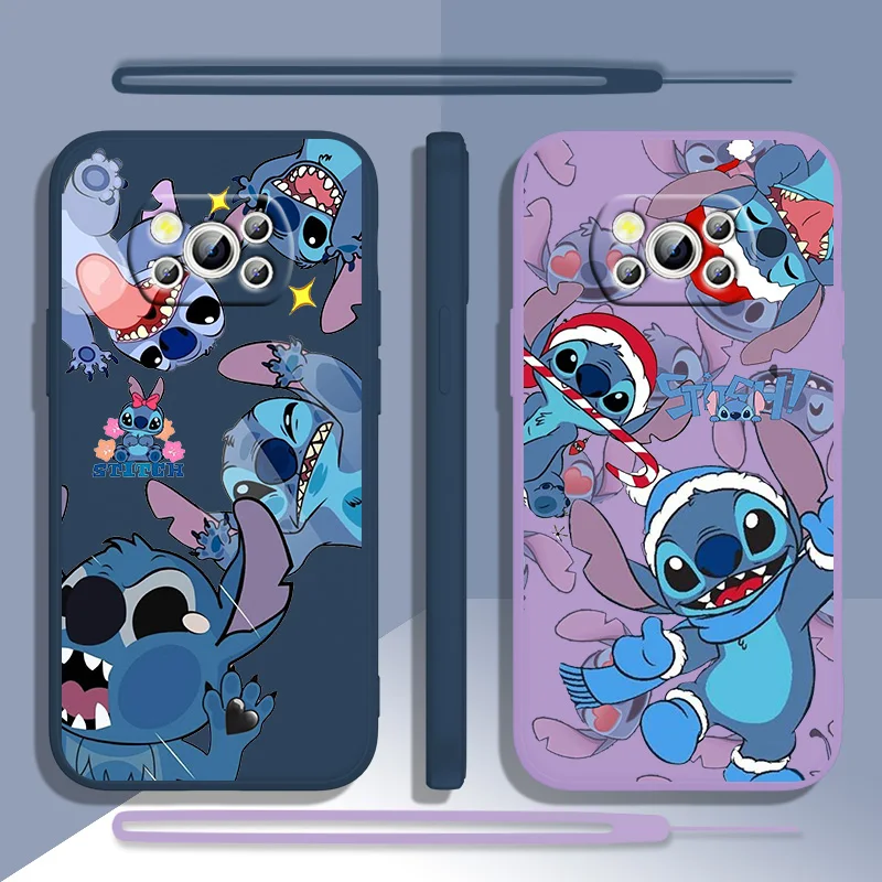 

Disney Cute Stitch For Xiaomi POCO M5 M4 X4 F4 C40 X3 NFC F3 GT M4 M3 M2 Pro C3 X2 4G 5G Liquid Rope Silicone Phone Case