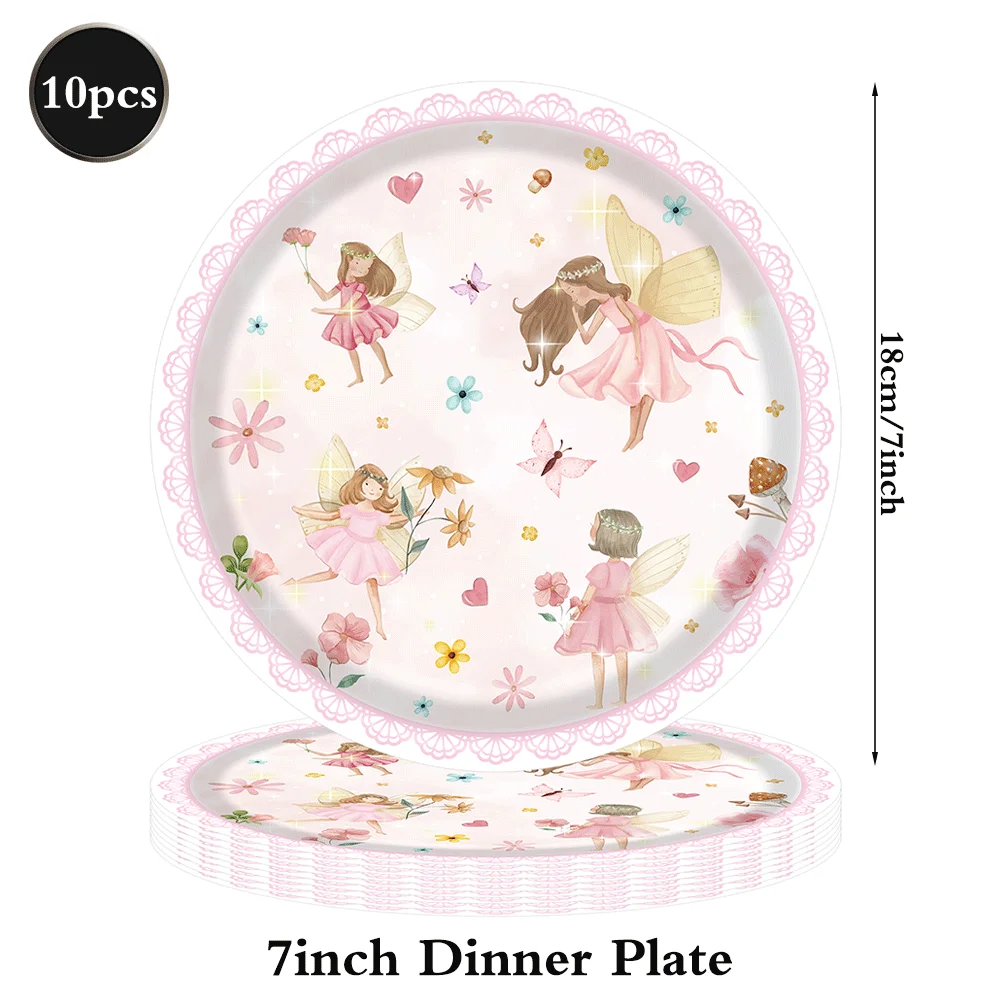 

Сказочная вечеринка, бумажные тарелки, салфетки, скатерти, чашки для девочек, розовый сказочный сад, украшение для дня рождения, посуда, принадлежности