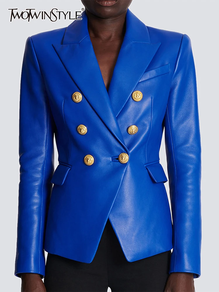

Женский двубортный Блейзер TWOTWINSTYLE, Осенний блейзер с английским воротником и длинными рукавами, 2019