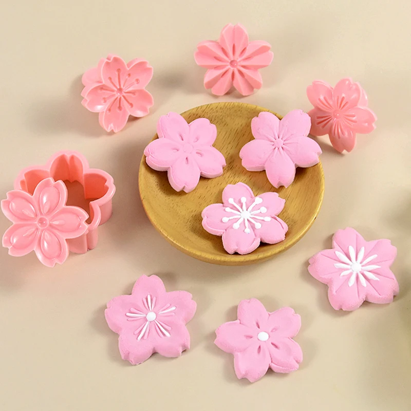 

5pcs/set Flower Sakura Cookie Mold Stamp Cherry Blossom Baking Biscuit Fondant Cutter Mould For Wedding Birthday Cake Decor Tool